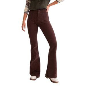 Free People We The Free Corduroy High-Waisted Flare Pants Brown Size 30